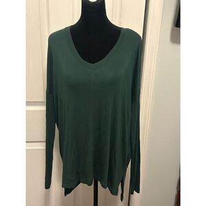 Cabi Women's S Chill Tee Hunter Green Knit Tunic Top V-Neck #3416